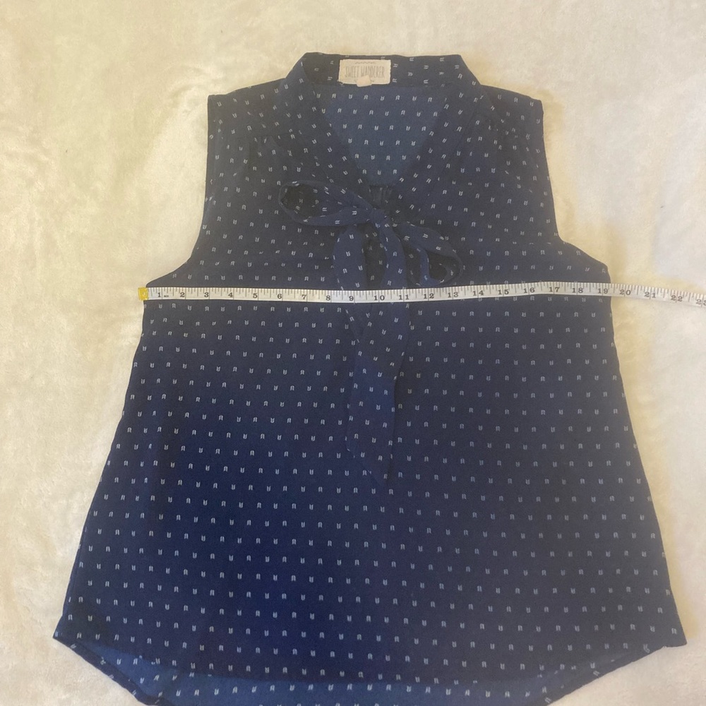 Sleeveless necktie / pussybow blouse! Classic speckled blue